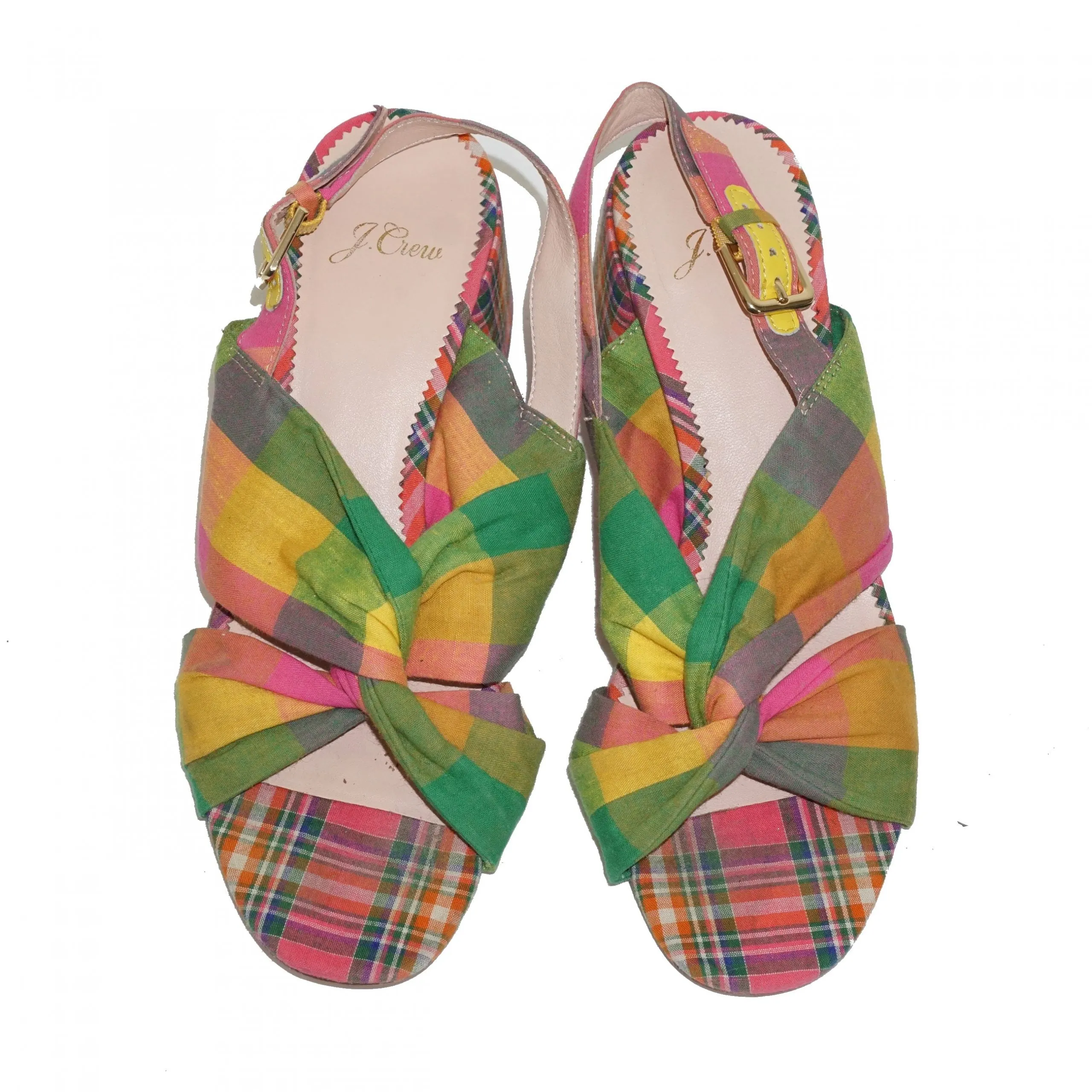J.CREW Penny Block Plaid Fabric Sandals