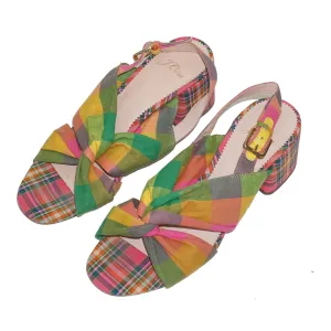 J.CREW Penny Block Plaid Fabric Sandals