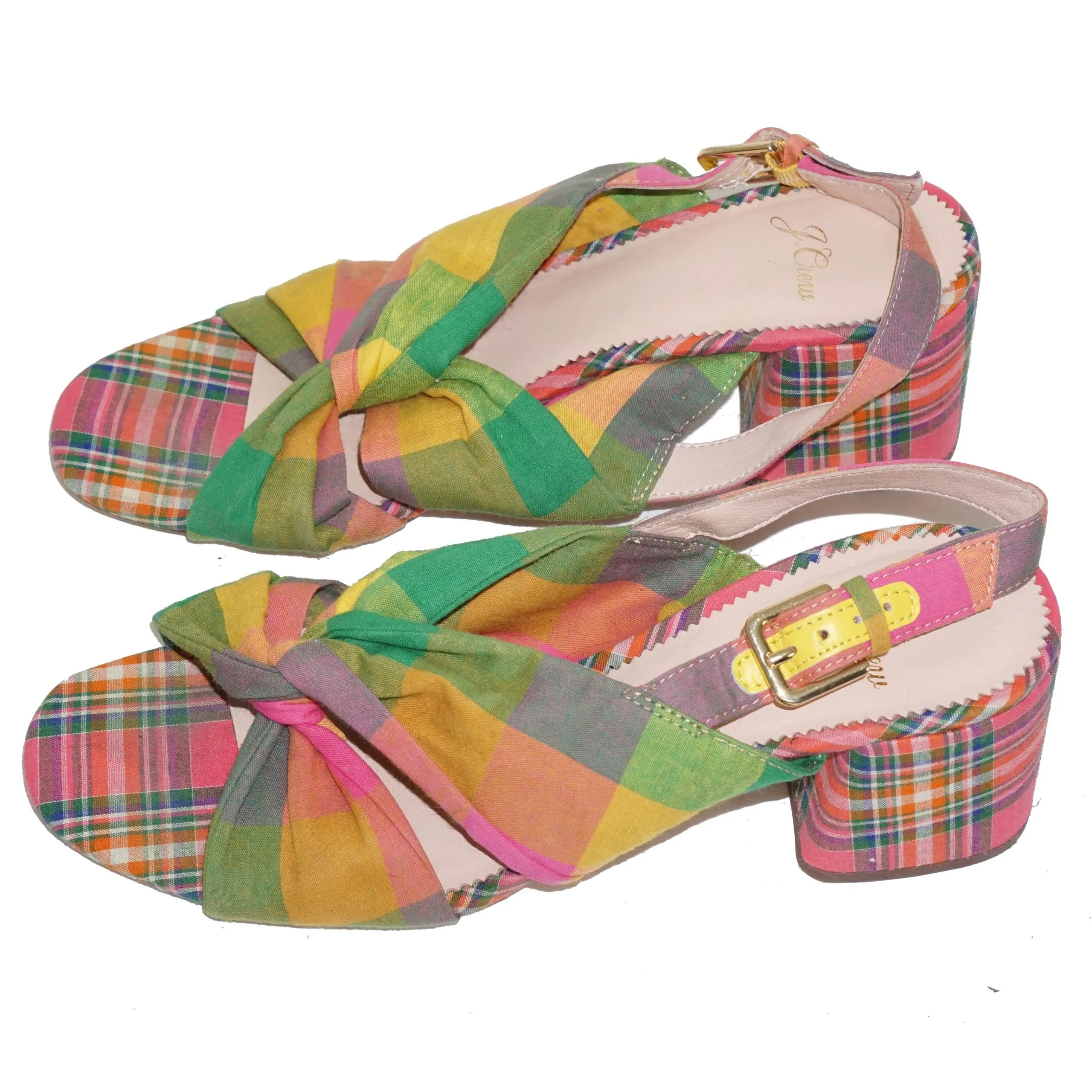 J.CREW Penny Block Plaid Fabric Sandals