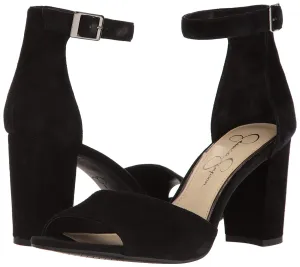 Jessica Simpson Sherron Black Suede Peep Toe Block Heel Ankle Strap Pumps (7)