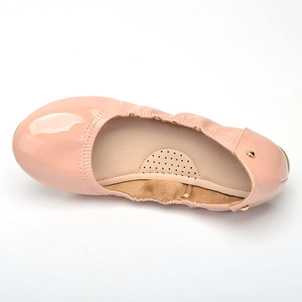 JiangWei Shu Women's Round Toe Ballet Flats Slip On Soft Casual Shoes