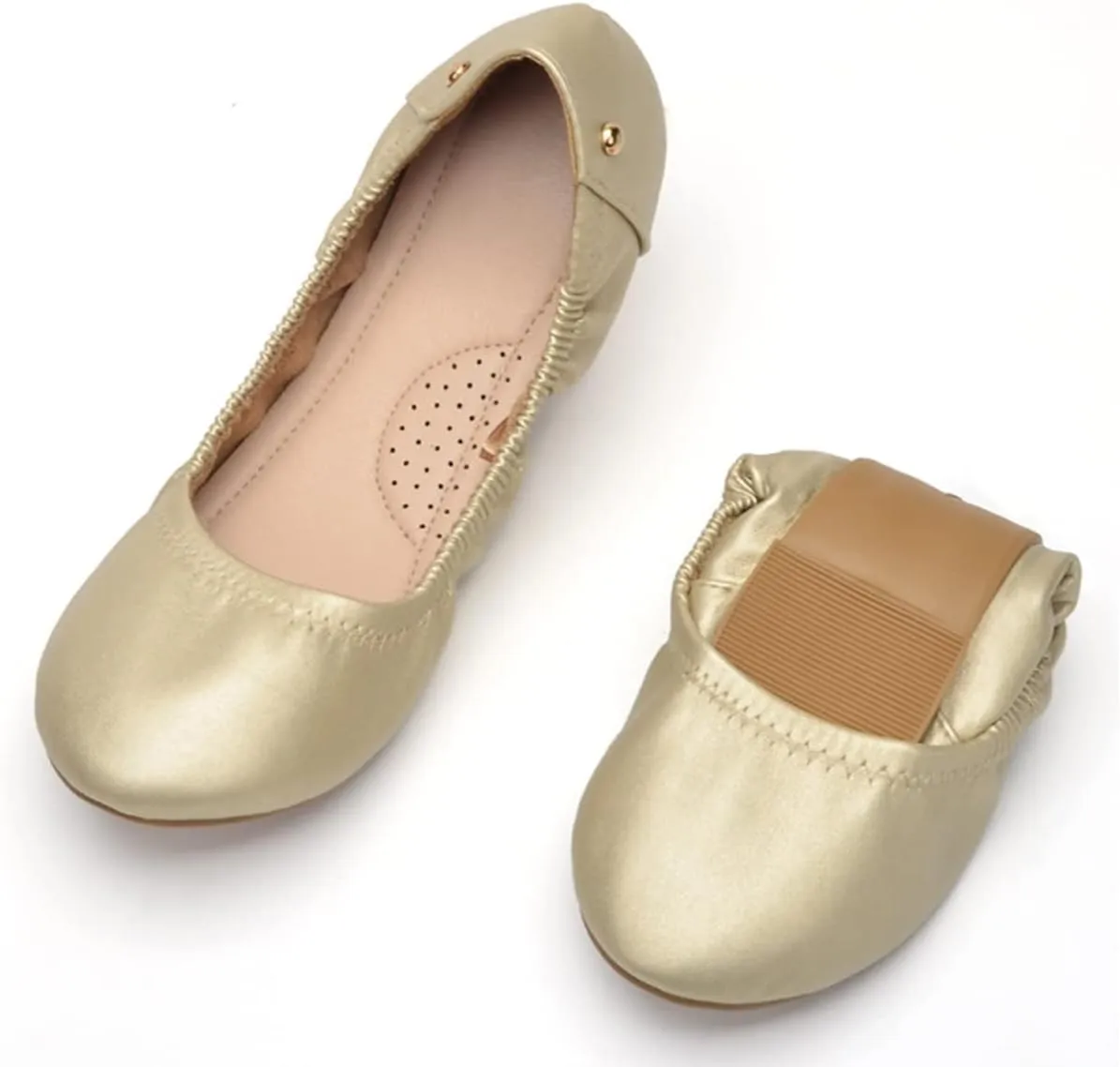 JiangWei Shu Women's Round Toe Ballet Flats Slip On Soft Casual Shoes