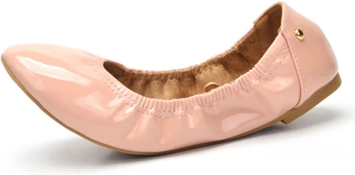 JiangWei Shu Women's Round Toe Ballet Flats Slip On Soft Casual Shoes