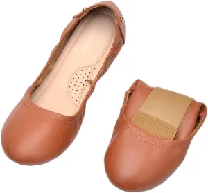 JiangWei Shu Women's Round Toe Ballet Flats Slip On Soft Casual Shoes