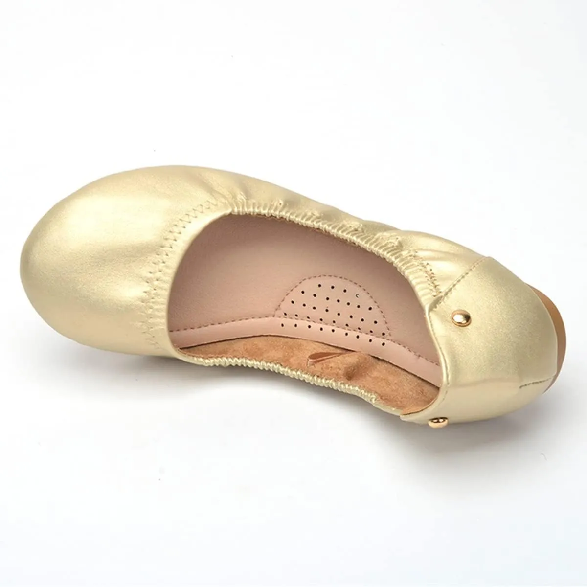 JiangWei Shu Women's Round Toe Ballet Flats Slip On Soft Casual Shoes