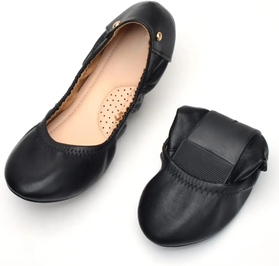JiangWei Shu Women's Round Toe Ballet Flats Slip On Soft Casual Shoes