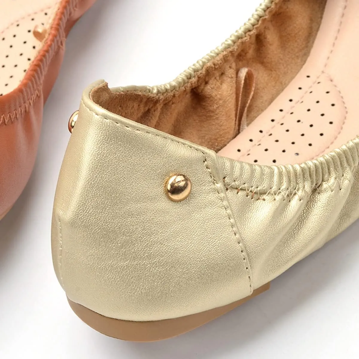 JiangWei Shu Women's Round Toe Ballet Flats Slip On Soft Casual Shoes