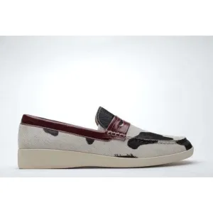Johnny Famous Bally Style Pony Men's Black Animal Leather Slip Ons