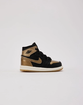 Jordan Air Jordan 1 Retro High OG ??Black And Gold?? Toddler Ergonomic Contour