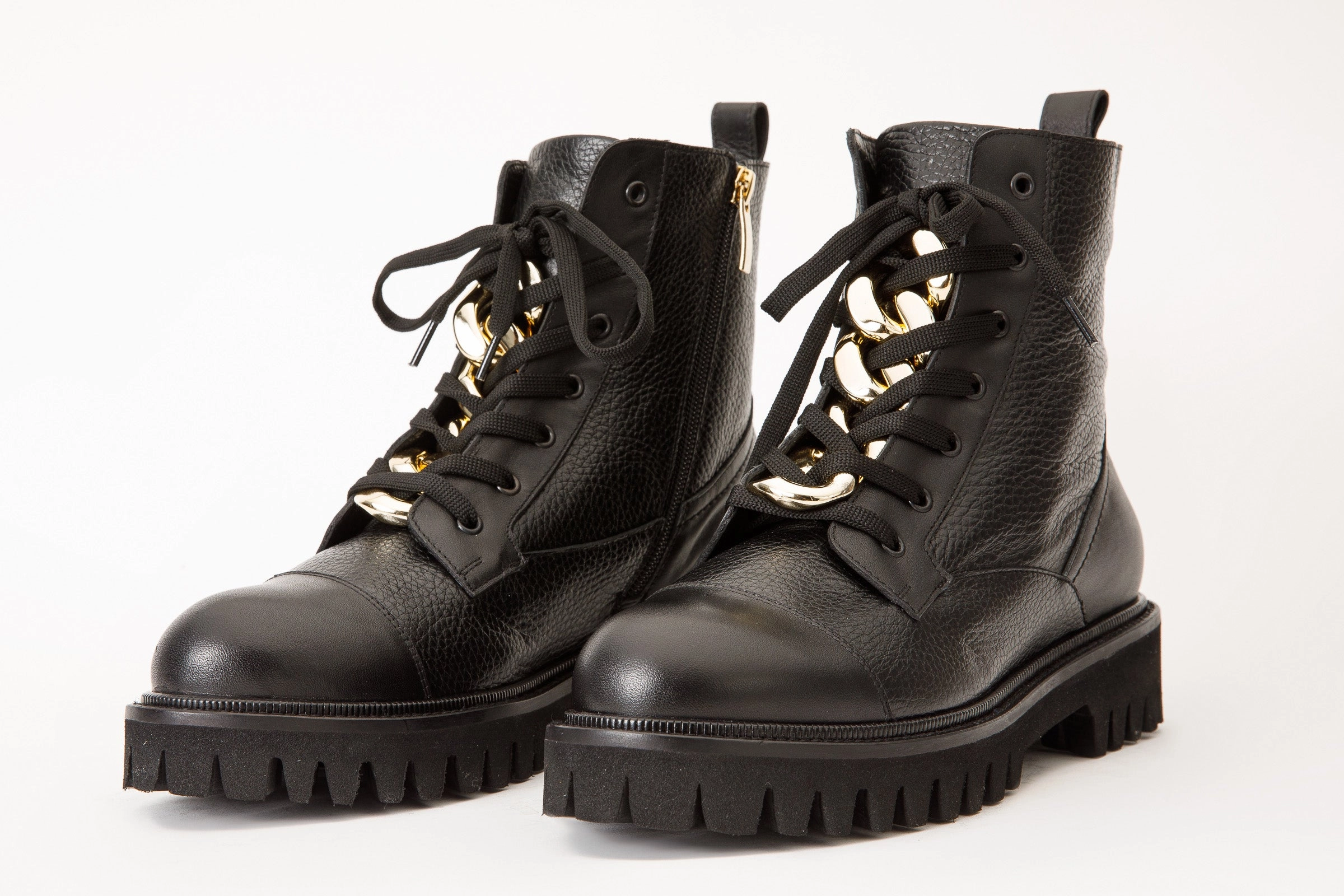 The Belgrad Black Leather Lace-Up Ankle Women Boot With a Side Zipper Final Sale! Dynamic support