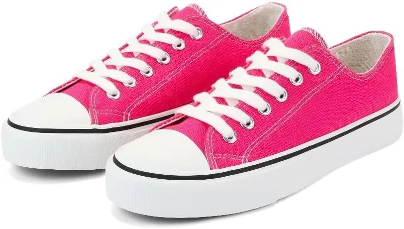 JUDIS Womens Lace Up Canvas Shoes Low Top Fashion Sneakers Casual Tennis Walking Shoes