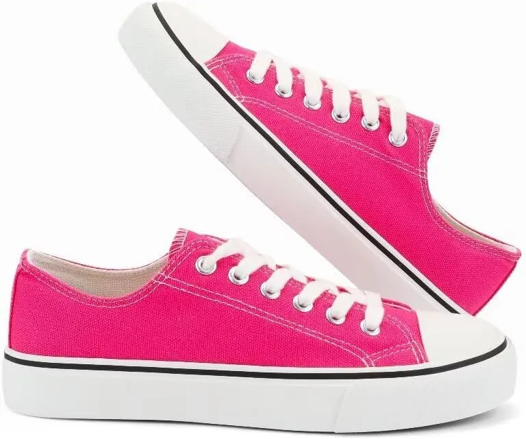 JUDIS Womens Lace Up Canvas Shoes Low Top Fashion Sneakers Casual Tennis Walking Shoes