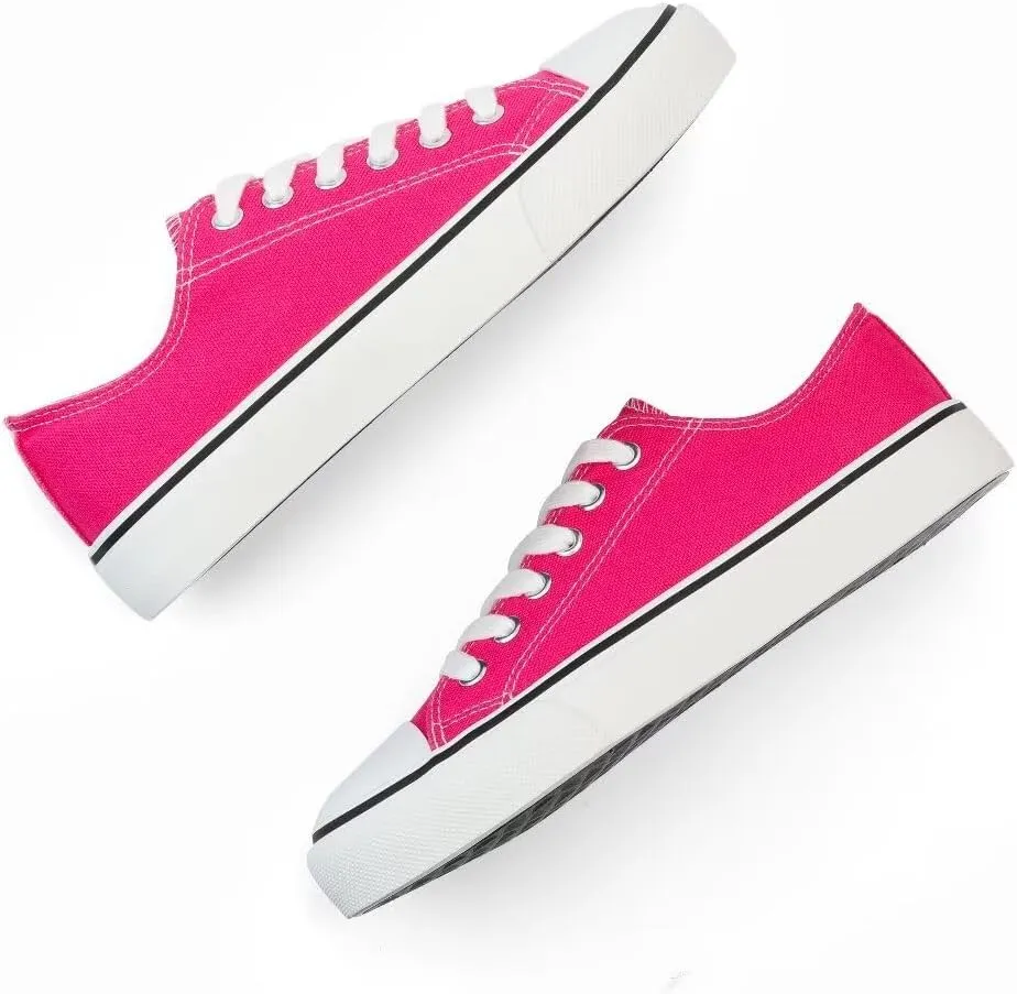 JUDIS Womens Lace Up Canvas Shoes Low Top Fashion Sneakers Casual Tennis Walking Shoes