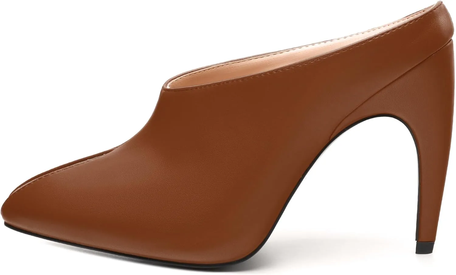 JUSTDANNI Mules for Women Heels Peep Open Toe Stiletto High Heel Sandals Slingback Slip On Comfortable Casual Wedding Office Dating Dress Shoes