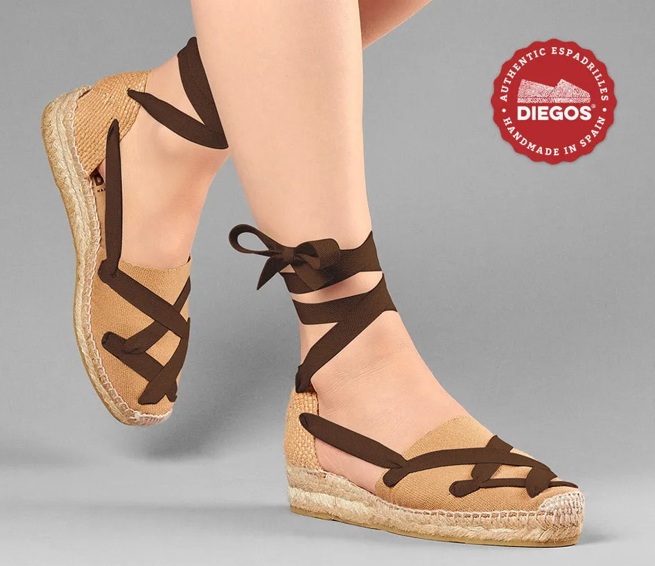 Jute Lola low wedge classic laces espadrilles
