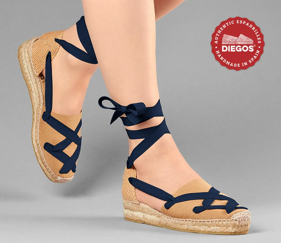 Jute Lola low wedge classic laces espadrilles