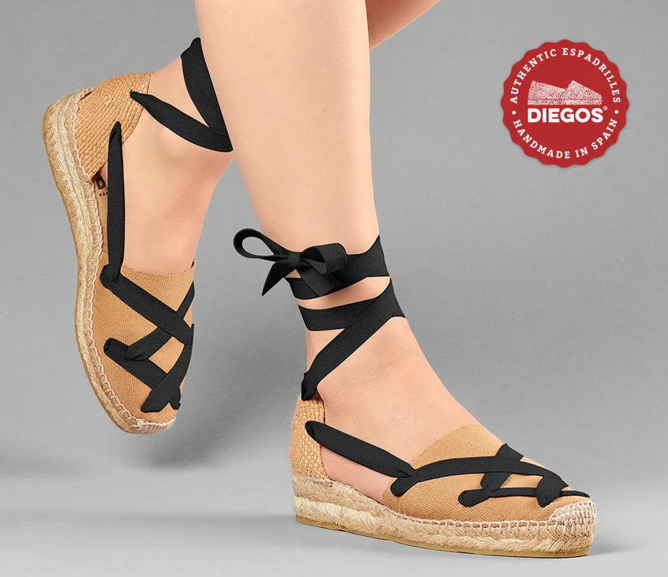 Jute Lola low wedge classic laces espadrilles