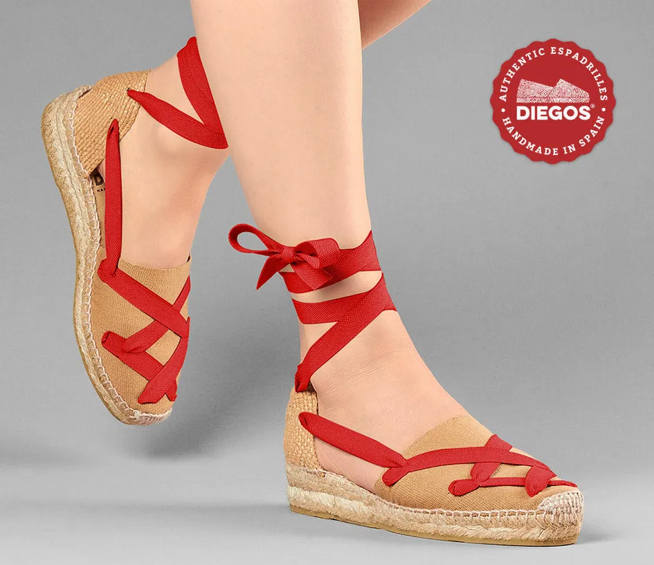 Jute Lola low wedge classic laces espadrilles
