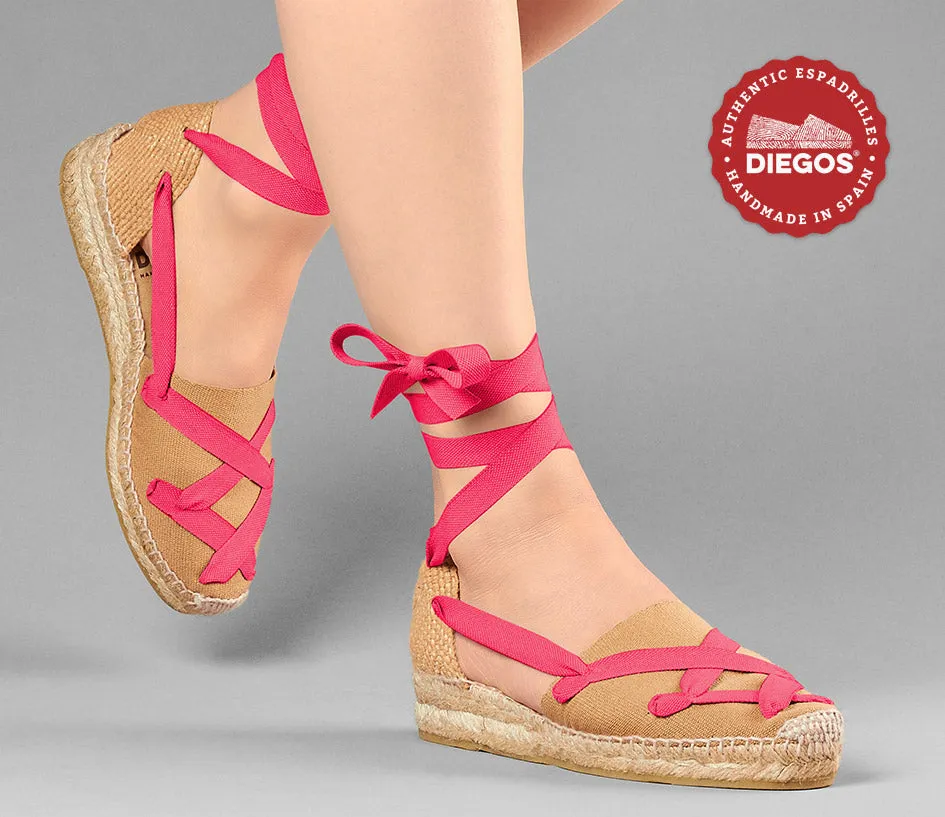 Jute Lola low wedge classic laces espadrilles