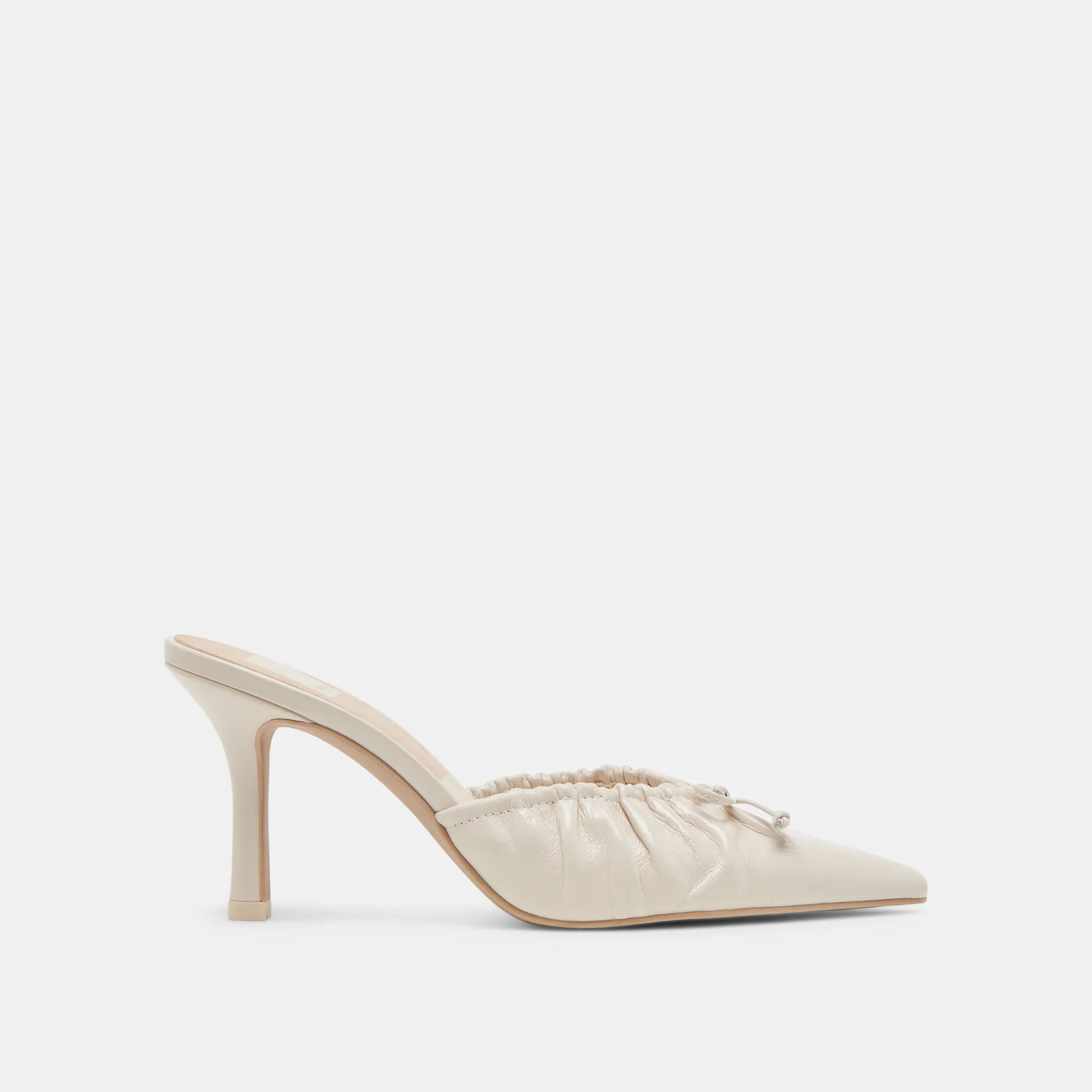 KAIRI HEELS IVORY CRINKLE PATENT Square Toe Dressy Pumps