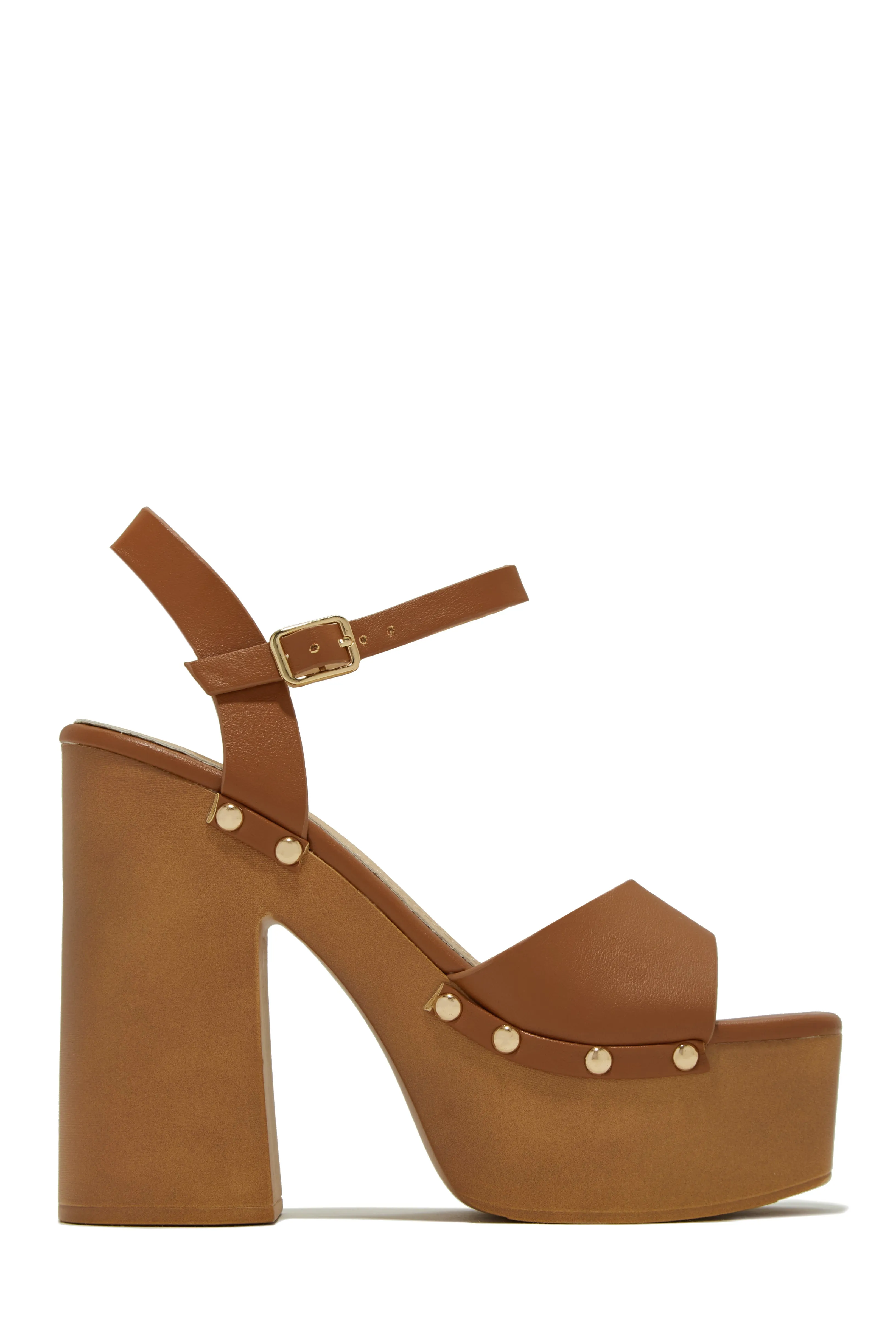 Kammy Platform Block High Heels - Tan