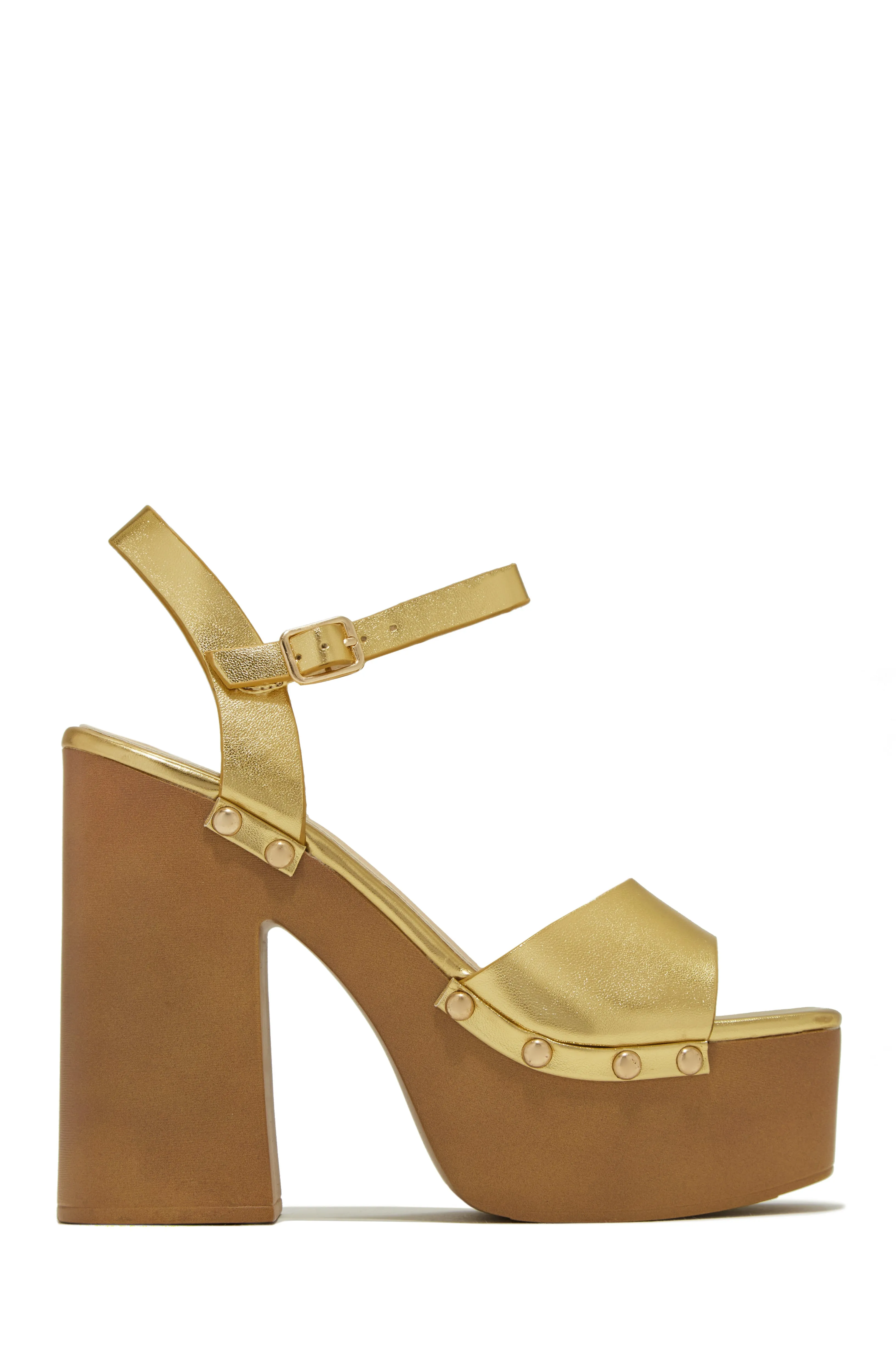 Kammy Platform Block High Heels - Tan