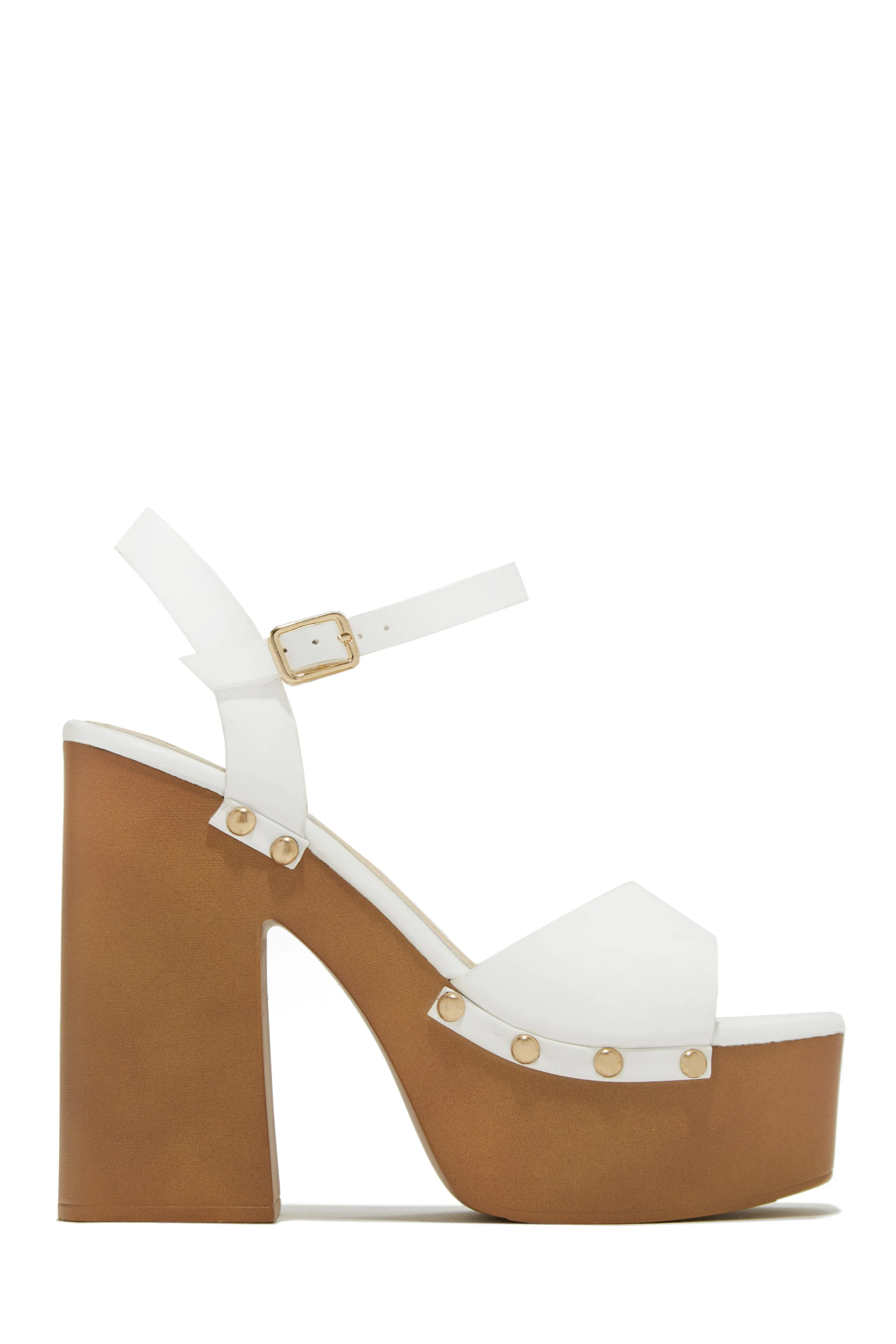Kammy Platform Block High Heels - Tan