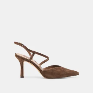 Sleek Glamour Fast Pick KAMRA HEELS DK BROWN SUEDE