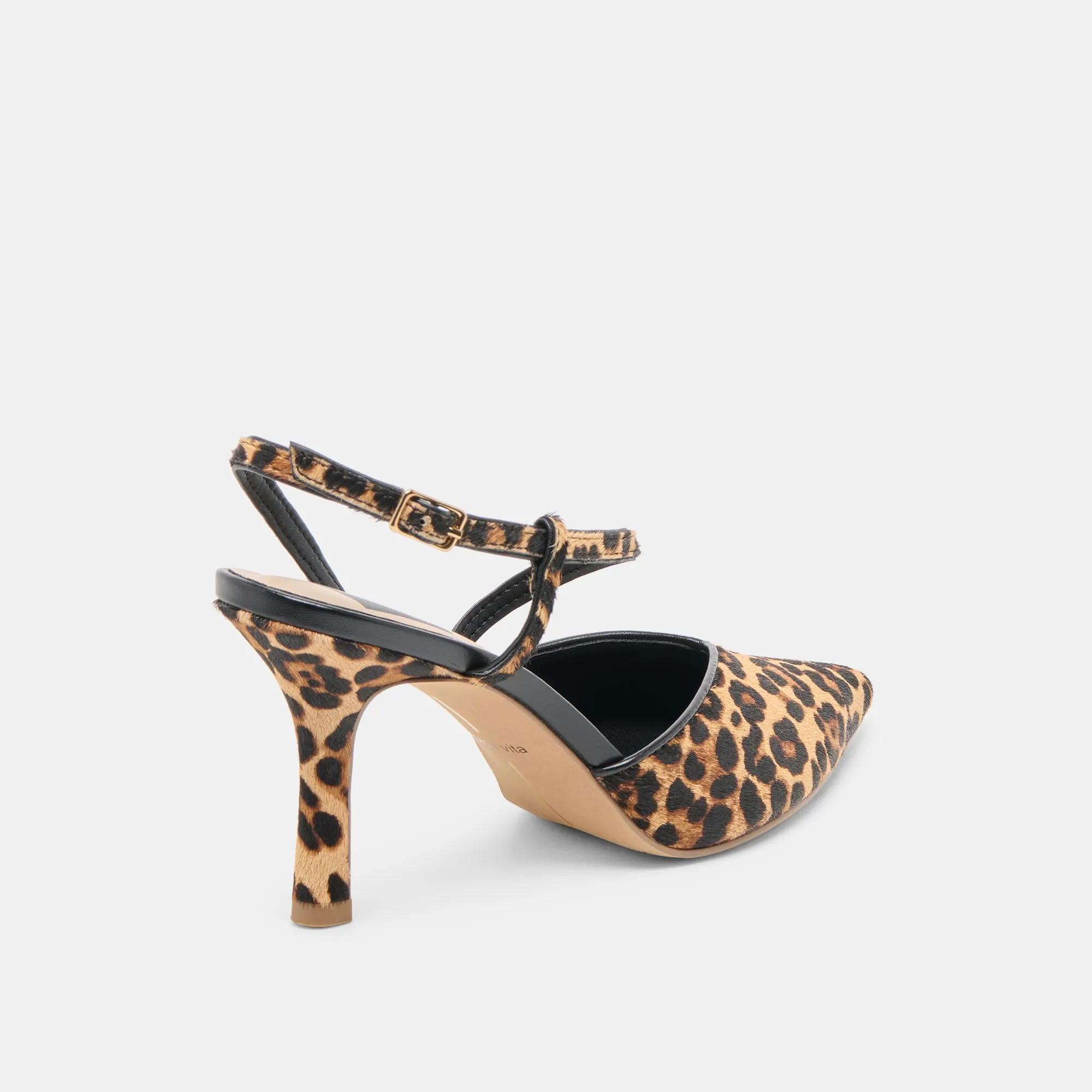 KAMRA HEELS DK LEOPARD CALF HAIR Sleek Profile