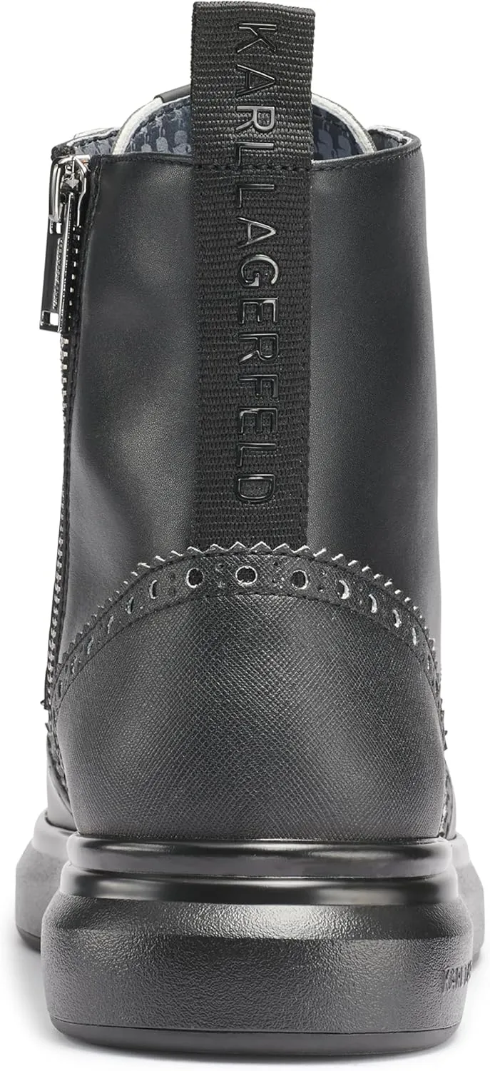 Karl Lagerfeld Paris Men's Side Zip Rubber Sole Wingtip Boot Combat
