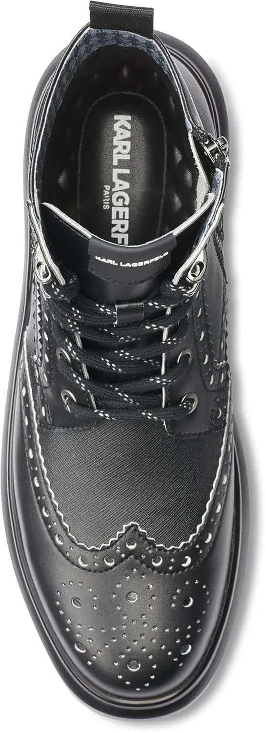 Karl Lagerfeld Paris Men's Side Zip Rubber Sole Wingtip Boot Combat