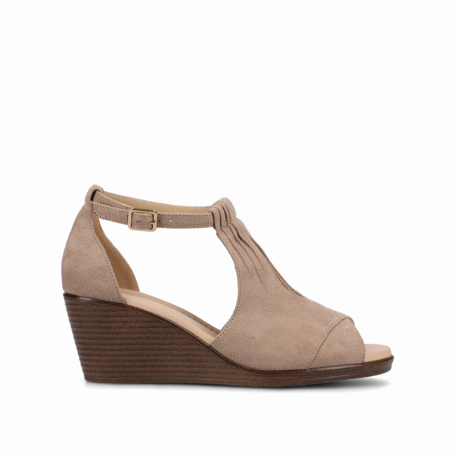 Casual Footwear for Vacation Everyday Comfort KEDZIE WEDGE HEELED SANDALS IN FAUX SUEDE