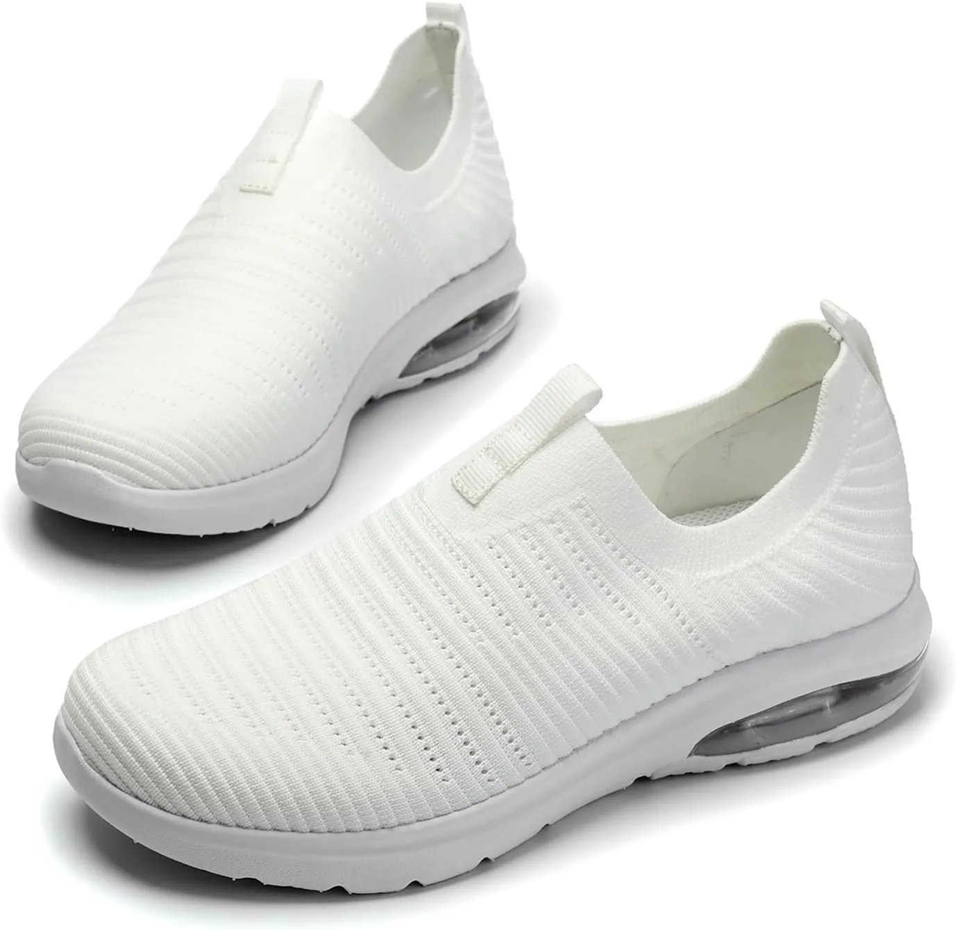 Kelway Womens Walking Shoes Slip on Sock Sneakers Lady Girls Nurse Mesh Air Cushion Platform Loafers Fashion Casual(D24-1/White, 10, Numeric_10)