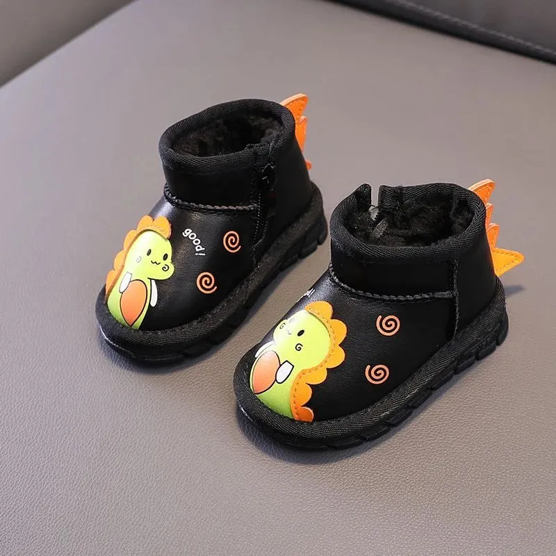 Kids Cartoon Dinosaur Design Warm Snow Boots