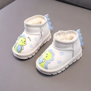 Kids Cartoon Dinosaur Design Warm Snow Boots