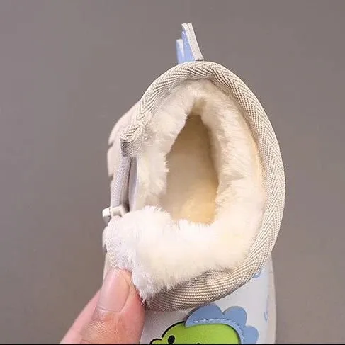 Kids Cartoon Dinosaur Design Warm Snow Boots