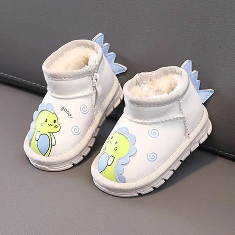 Kids Cartoon Dinosaur Design Warm Snow Boots