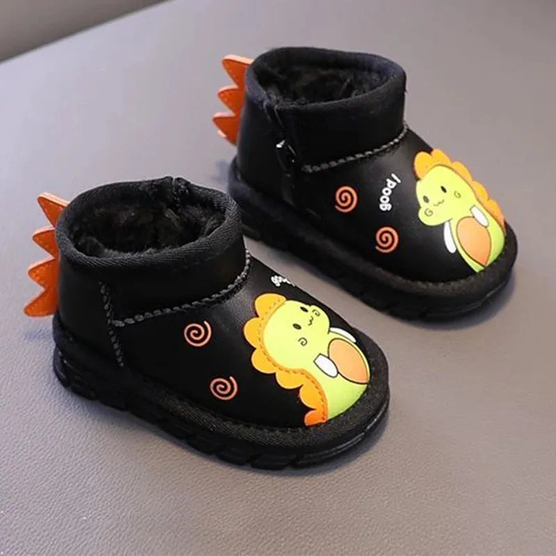Kids Cartoon Dinosaur Design Warm Snow Boots