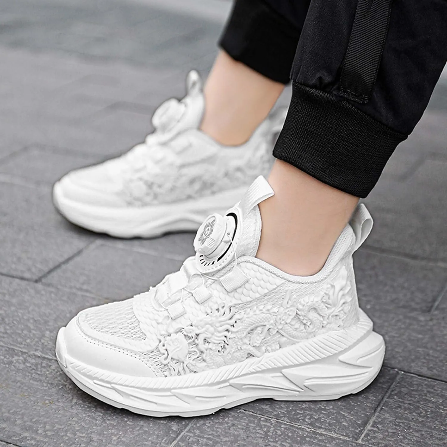 Kids Sneakers Boys Girls Night Glow Casual Walking Shoes Arch Support High Elasticity Badminton Shoes Lightweight Comfortable Sport Athletic 12.5~6.5 Sizes