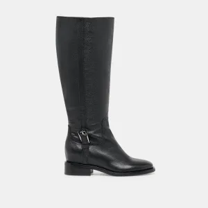 Comfortable Walk Flexible Outsole KILIAN H2O WIDE CALF BOOTS BLACK LEATHER