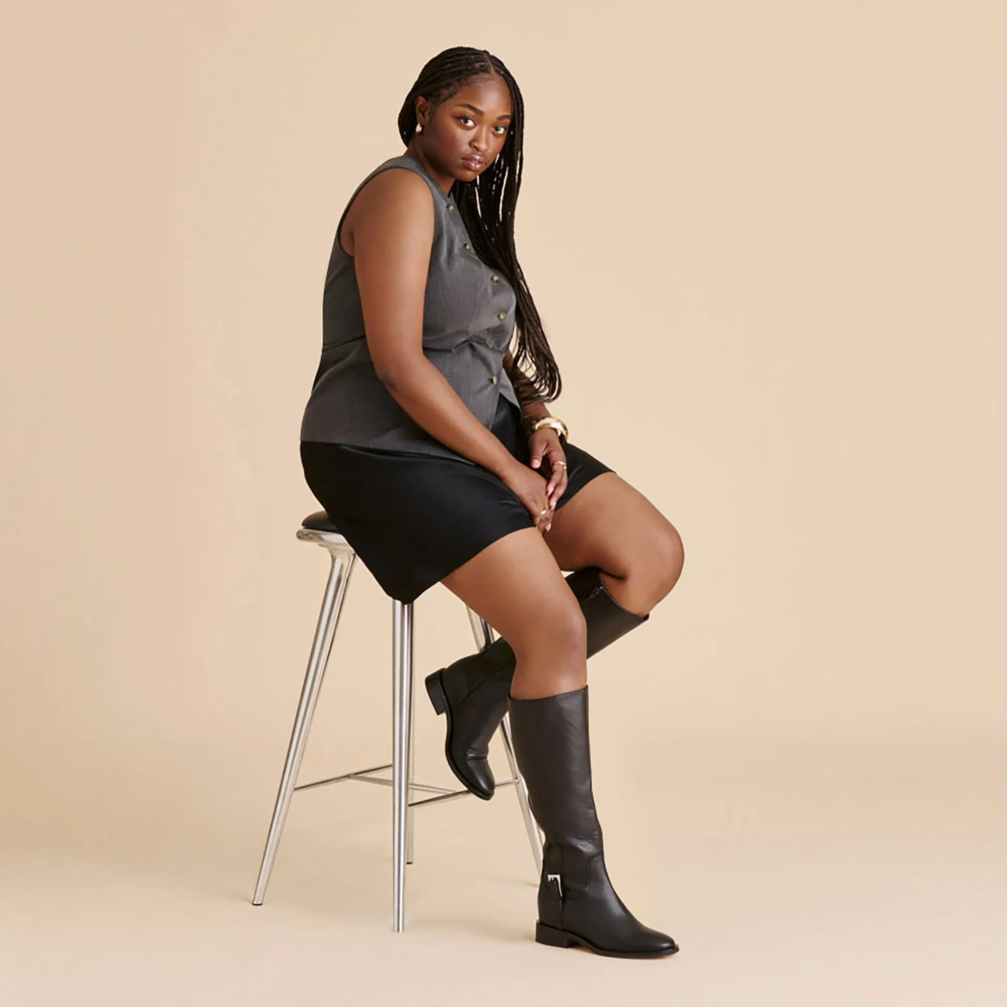 KILIAN H2O WIDE CALF BOOTS BLACK LEATHER Impact Dispersing Sole