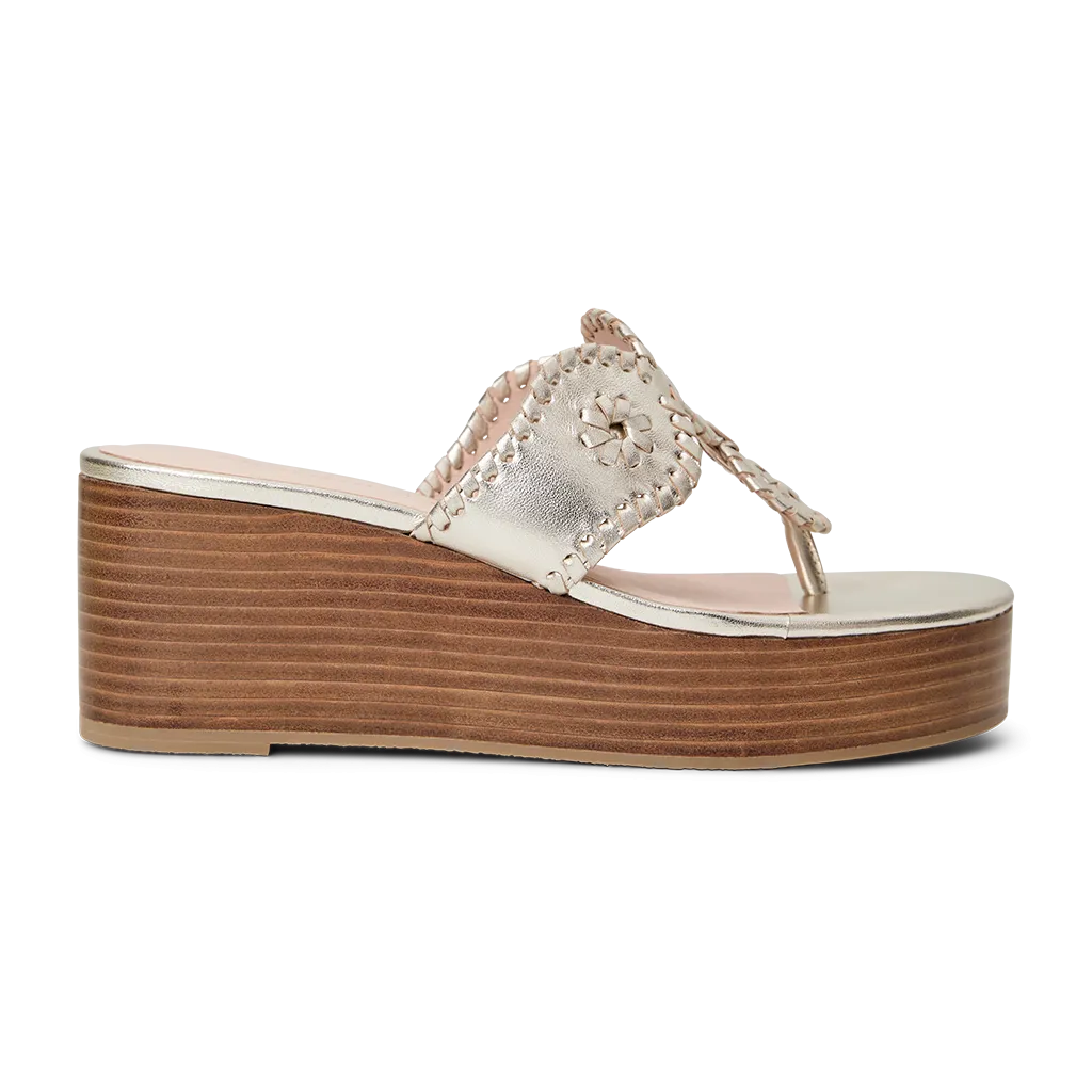 Kimberly Leather Mid Wedge Spring Sandals Bold Glam