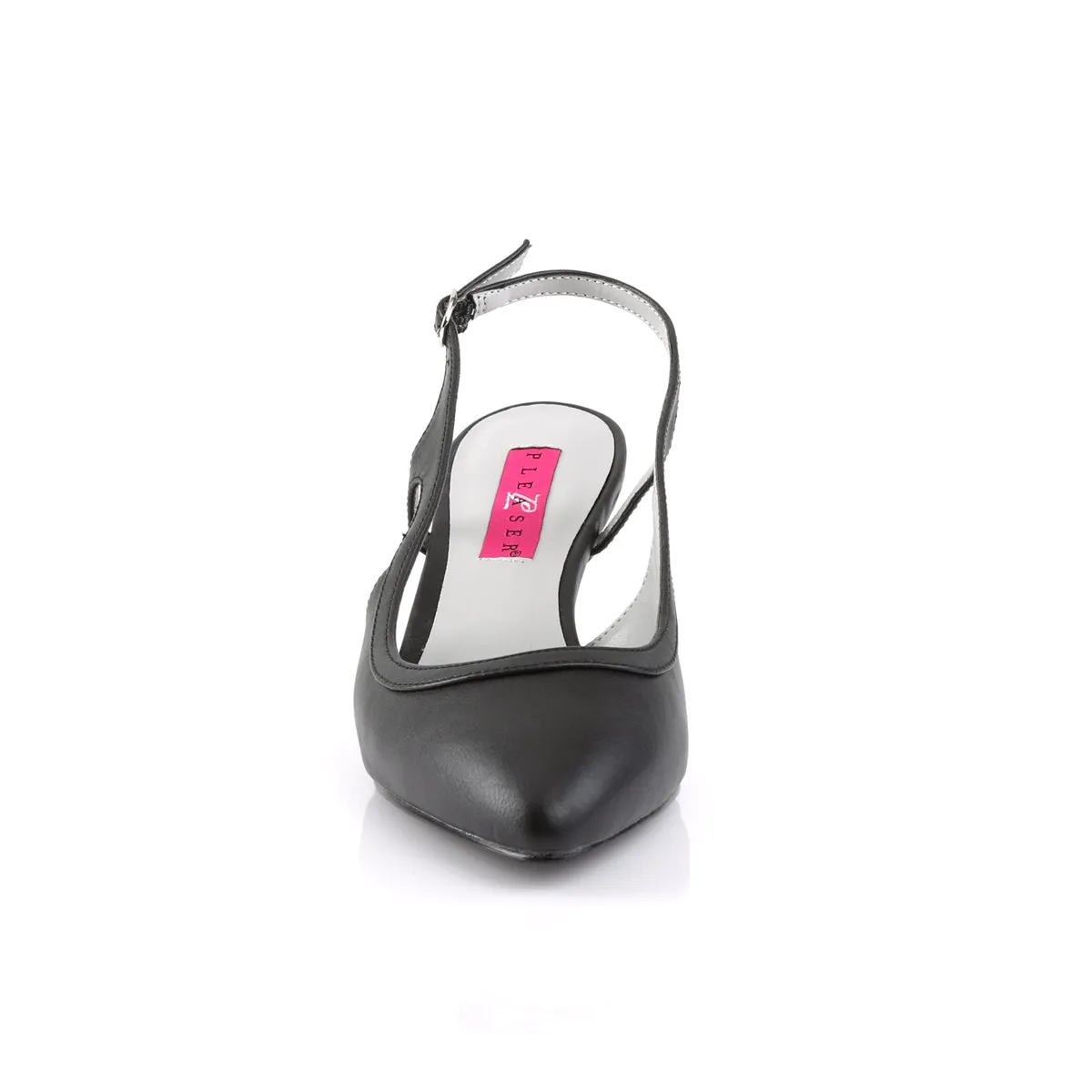 KITTEN-02 Pleaser Pink Label Black Faux Leather Sexy Single Soles (Fetish Footwear)