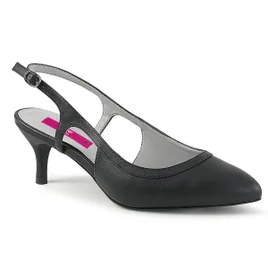 KITTEN-02 Pleaser Pink Label Black Faux Leather Sexy Single Soles (Fetish Footwear)