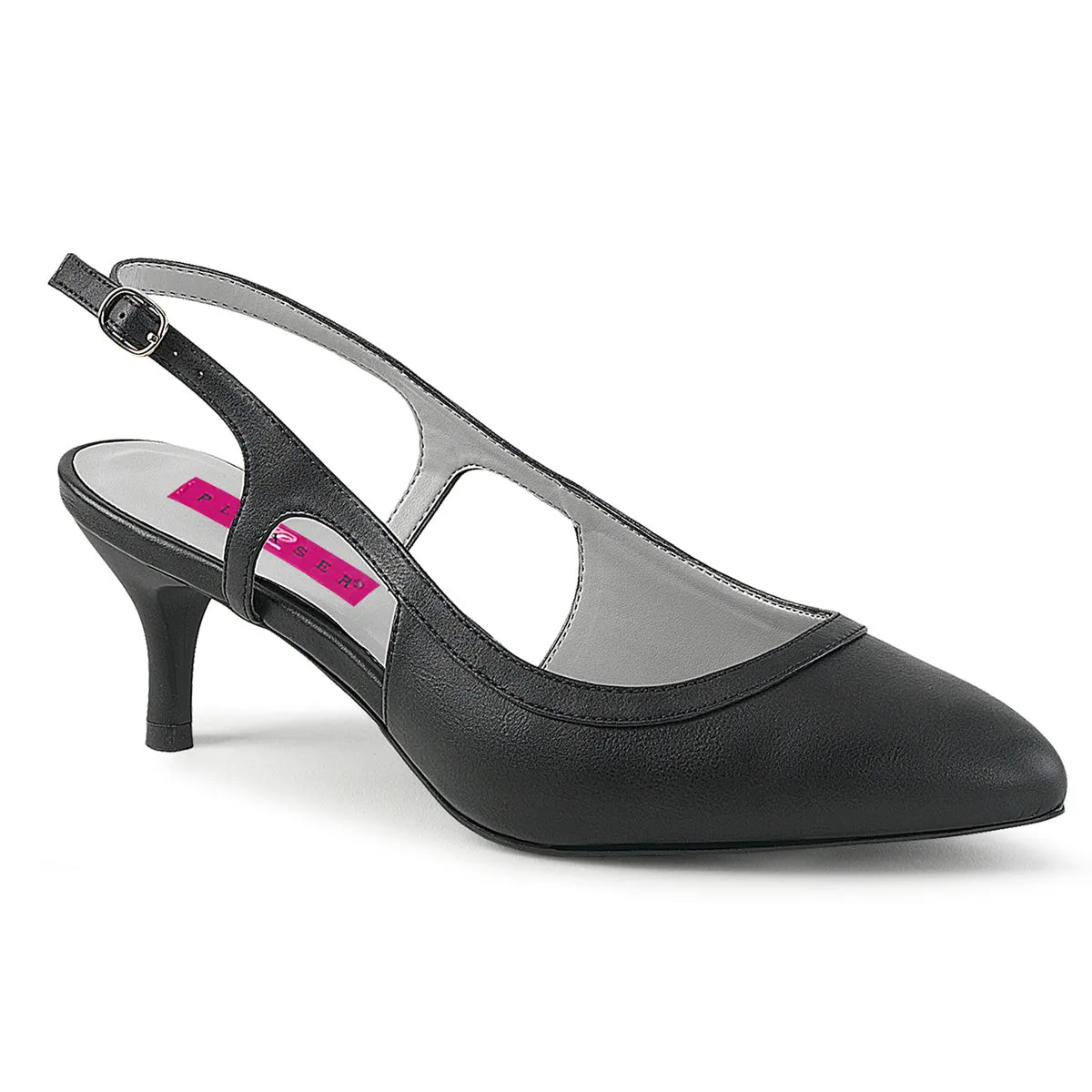 KITTEN-02 Pleaser Pink Label Black Faux Leather Sexy Single Soles (Fetish Footwear)