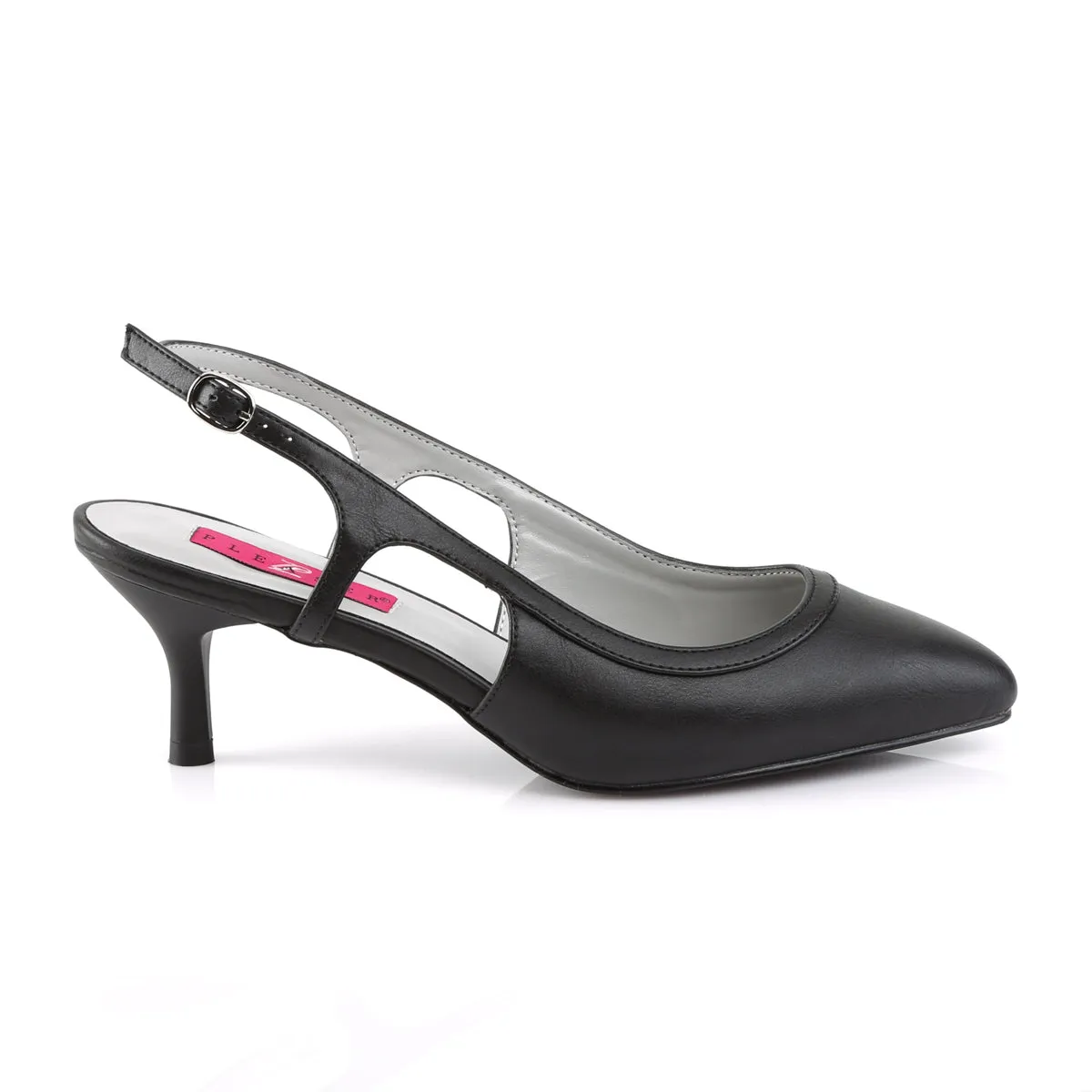 KITTEN-02 Pleaser Pink Label Black Faux Leather Sexy Single Soles (Fetish Footwear)