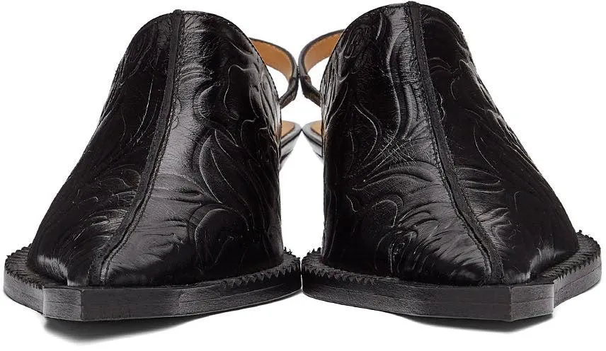 KNWLS SSENSE Exclusive Black Embossed Leather Heeled Mule