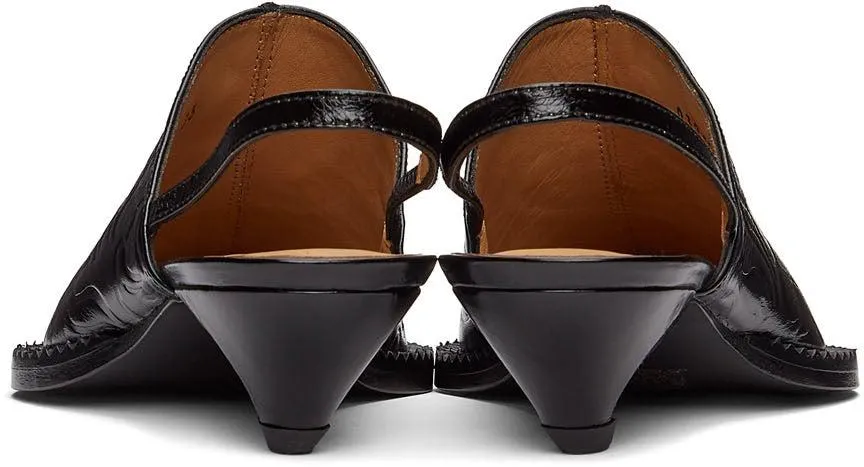 KNWLS SSENSE Exclusive Black Embossed Leather Heeled Mule