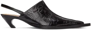 KNWLS SSENSE Exclusive Black Embossed Leather Heeled Mule