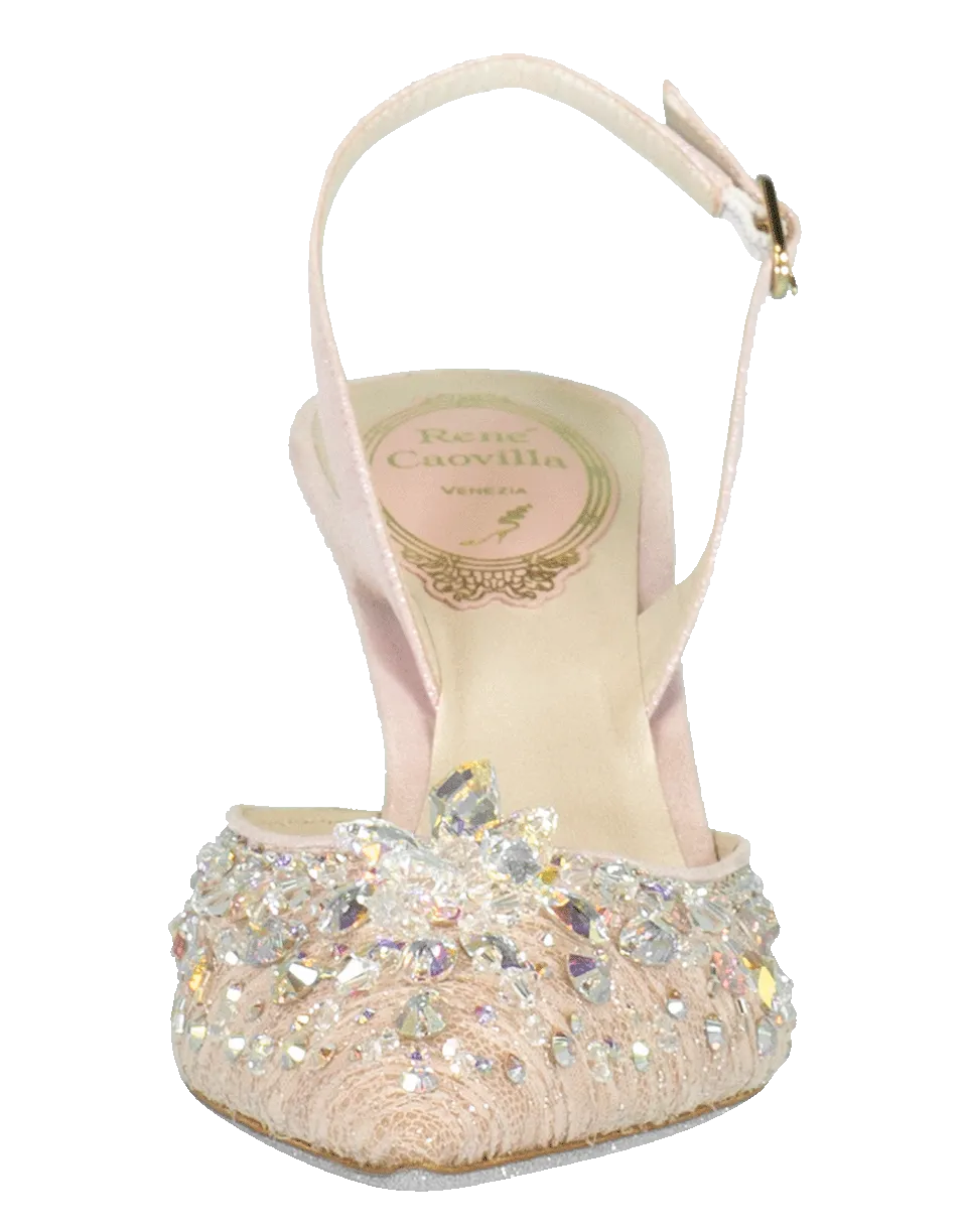 Lace & Crystal Slingback